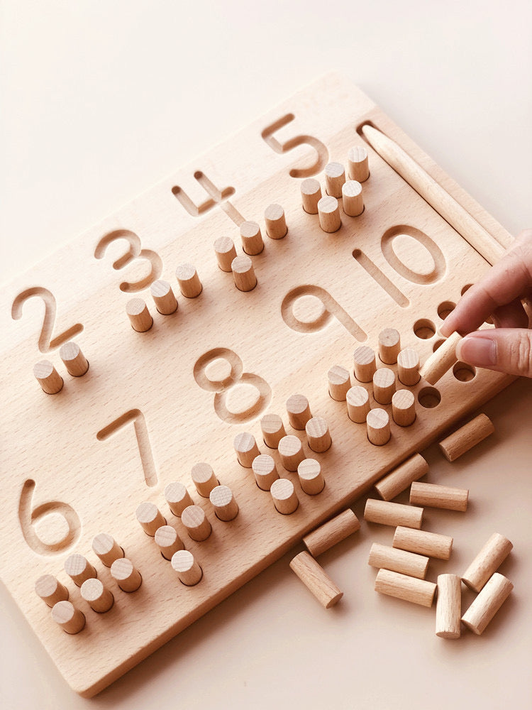 Toy early learning wooden number and write