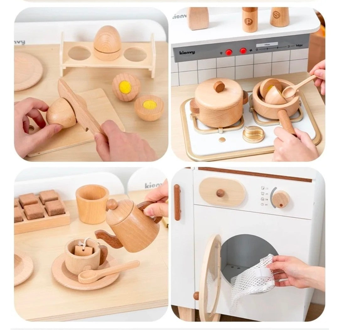 Kienvy 5-in-1 Wooden Play Kitchen Set.