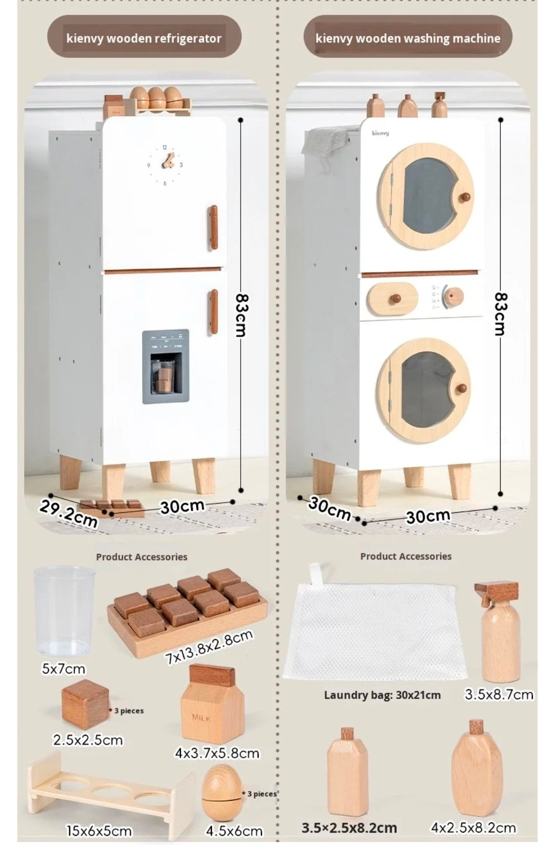 Kienvy 5-in-1 Wooden Play Kitchen Set.