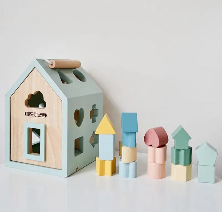 Wooden Toy Blocks House