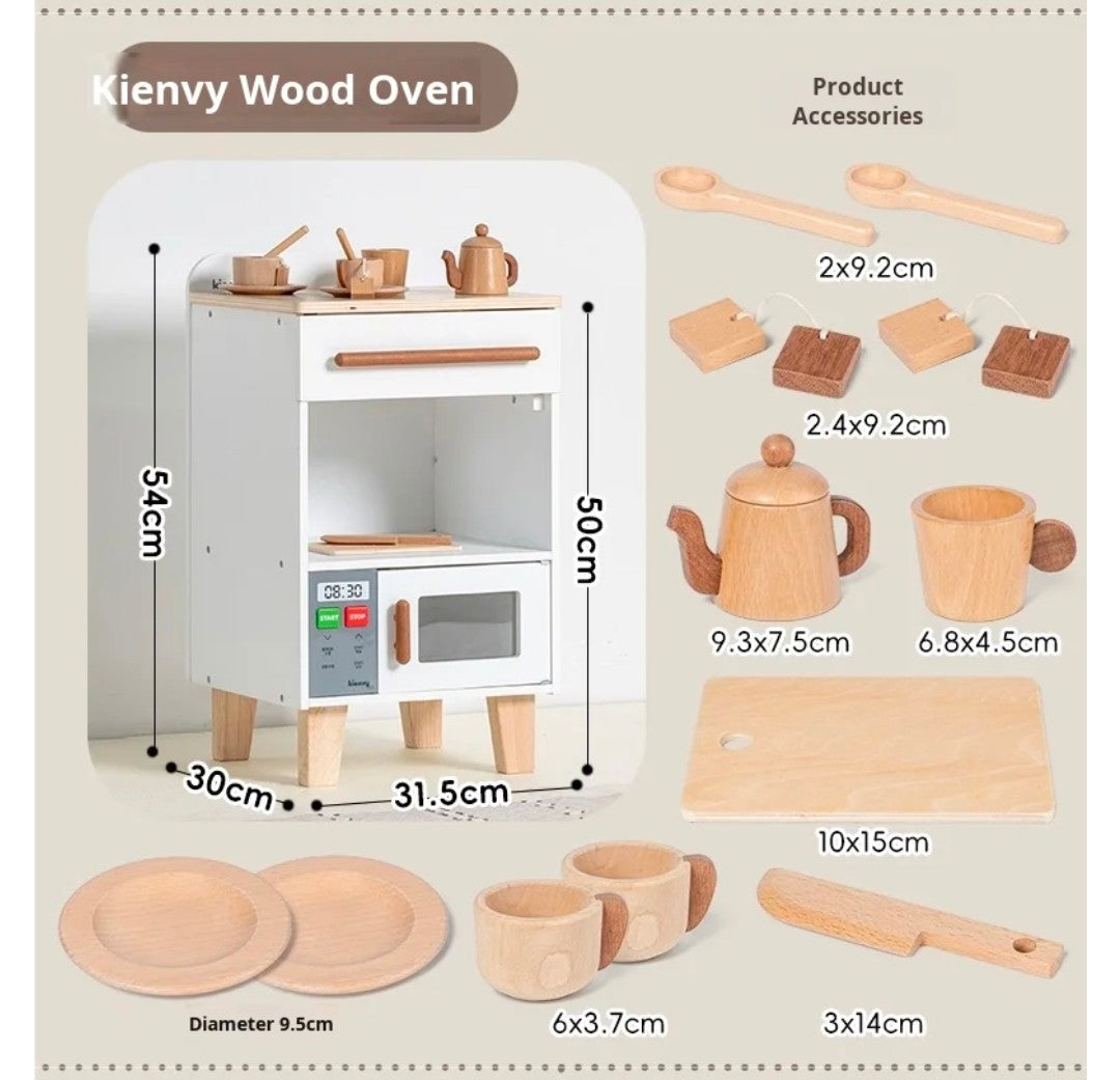 Kienvy 5-in-1 Wooden Play Kitchen Set.