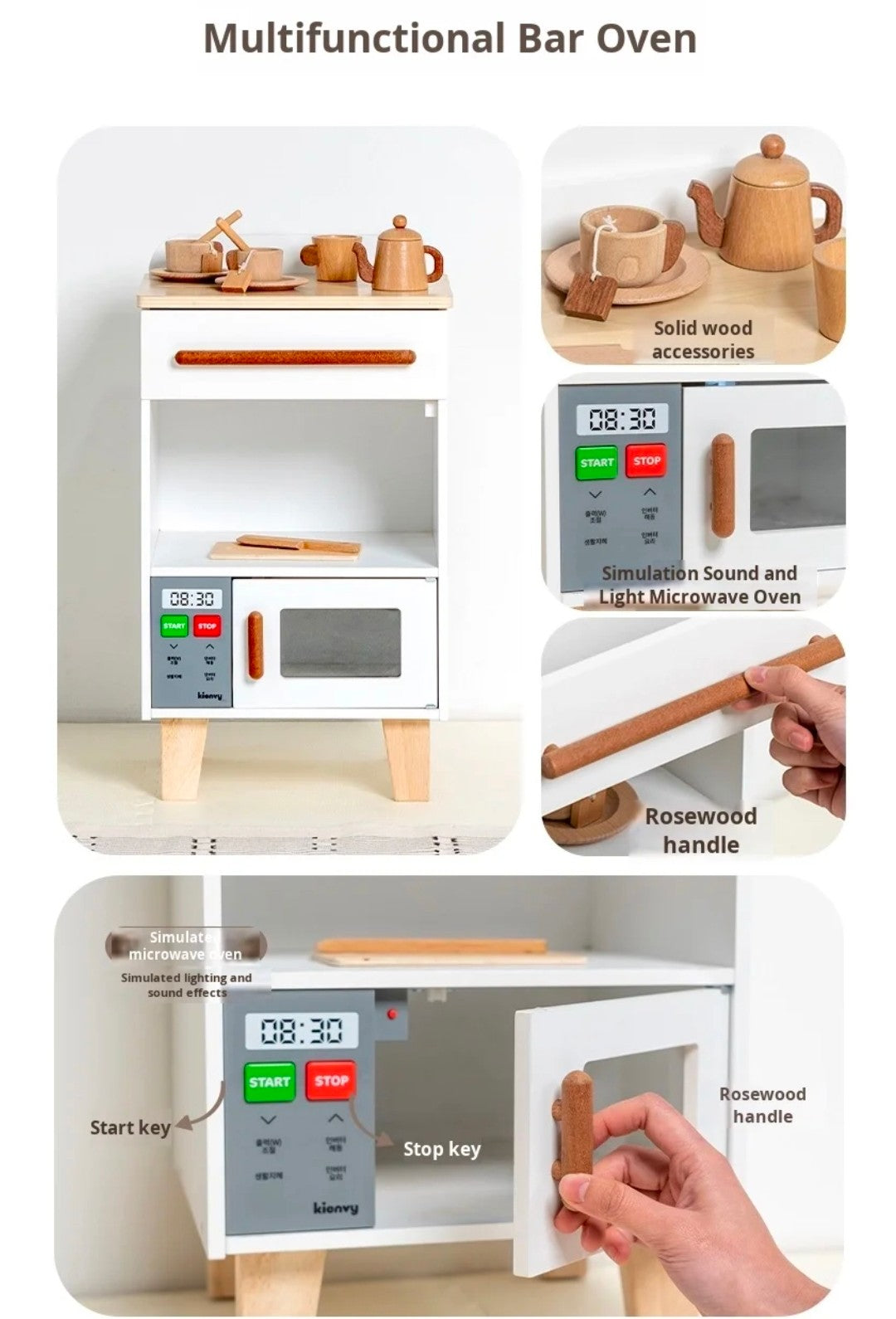 Kienvy 5-in-1 Wooden Play Kitchen Set.
