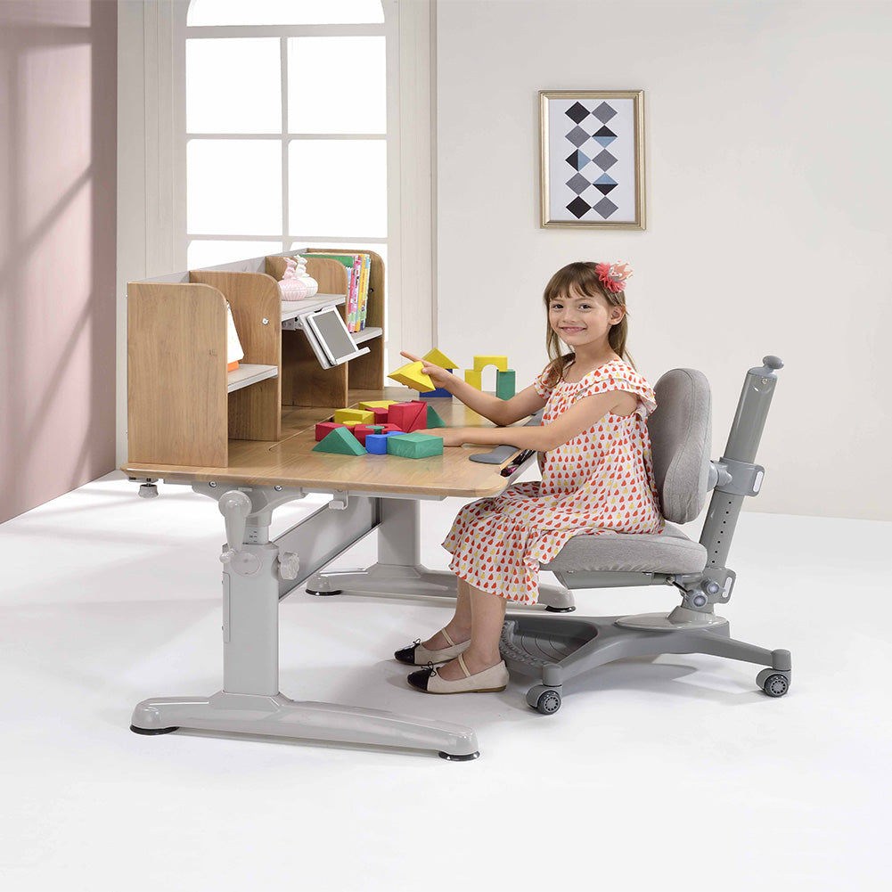 Solid Wood U-shaped Desk + Bookshelf SBR-603S