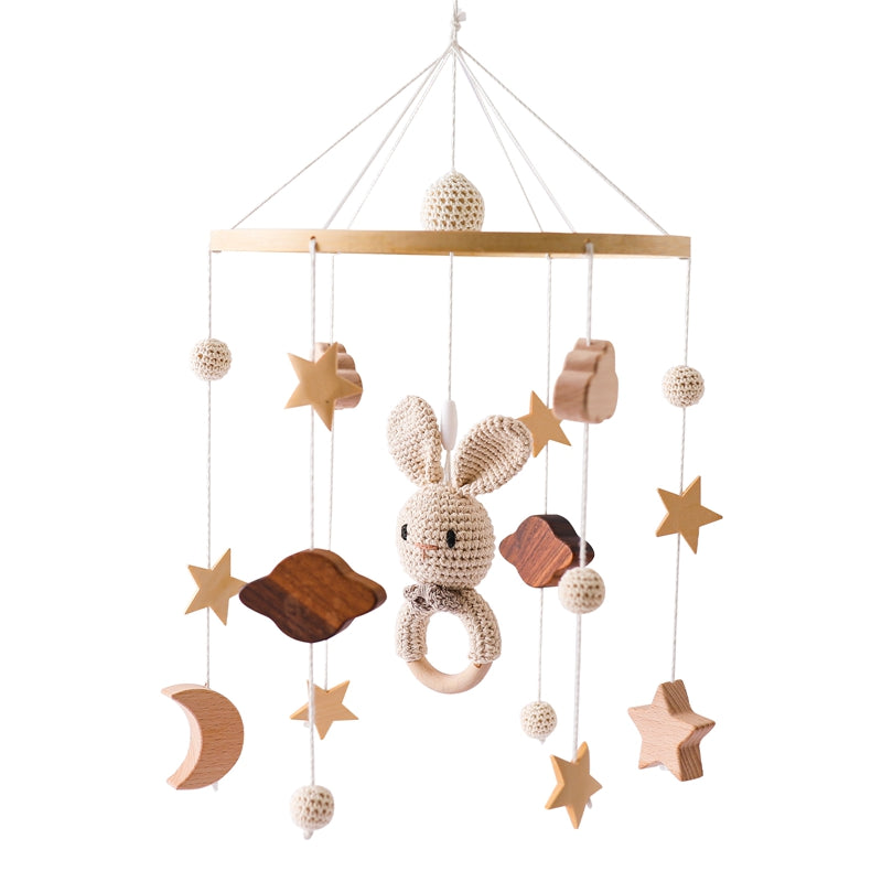 Baby Rattle Toy Wooden Music Bed Bell Hanging Toys