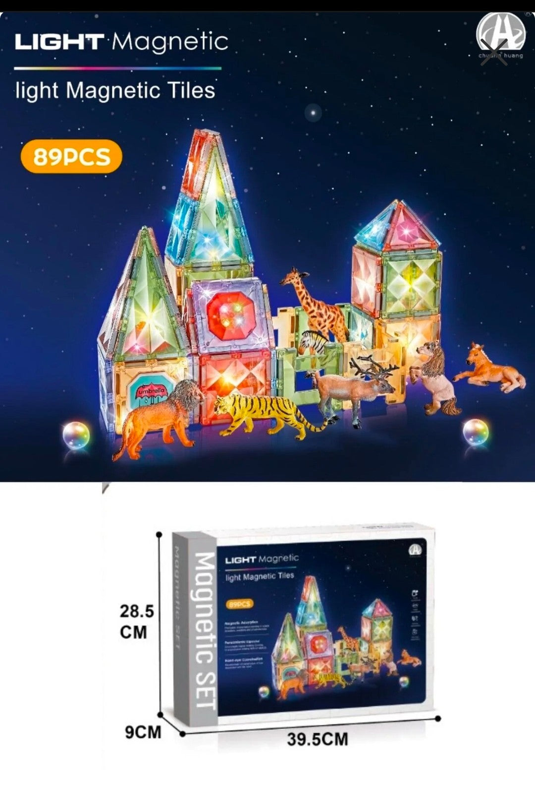 Light Magnetic Tiles 89pcs